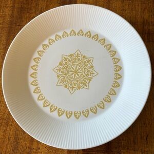 Sheffield Serenade White and Gold Dinnerware Plate with Intricate Mandala Design